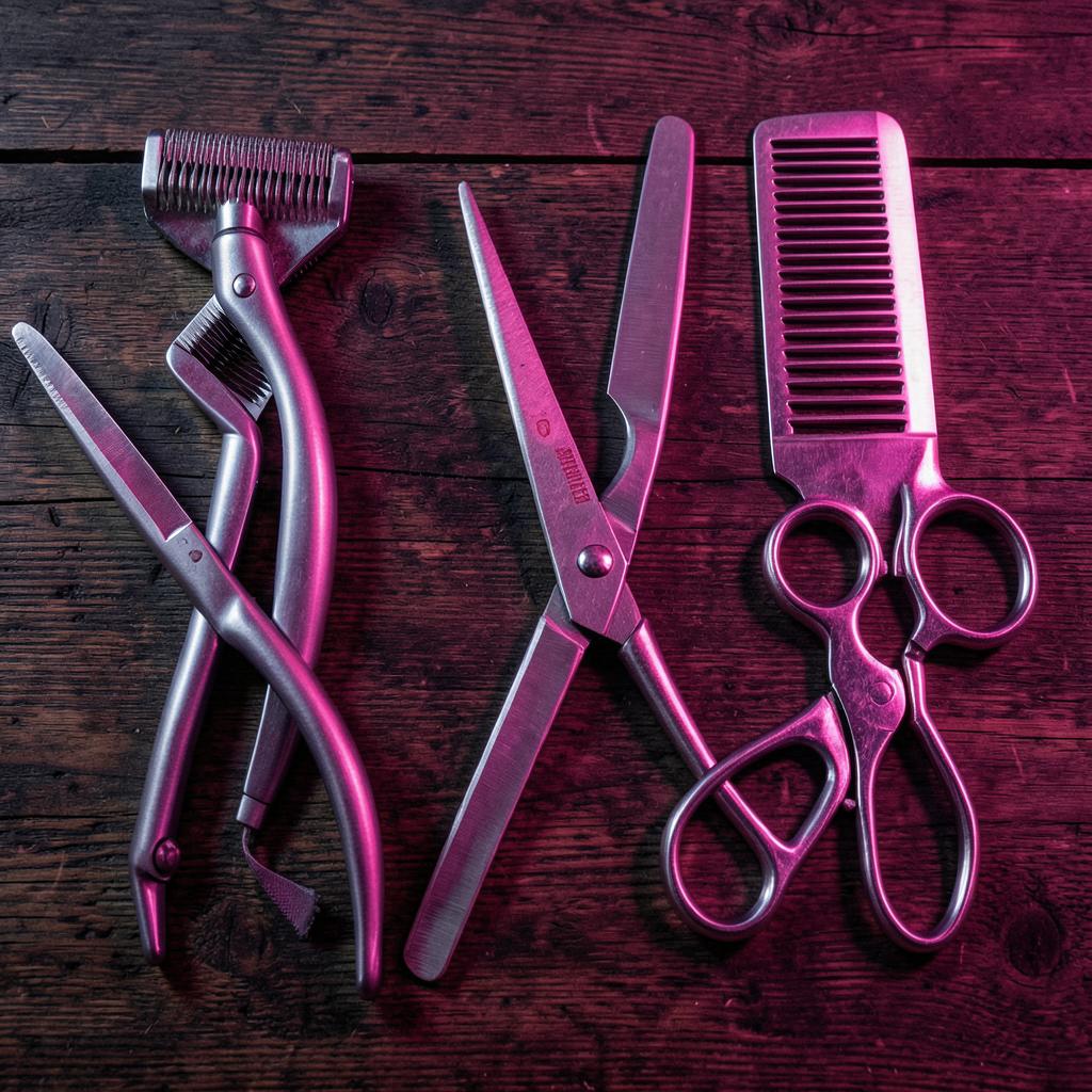 Barber eszközök: gép, olló, borotva és fésű