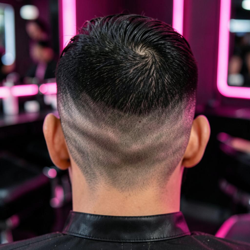 Tökéletes skin fade részletfotója hátulról